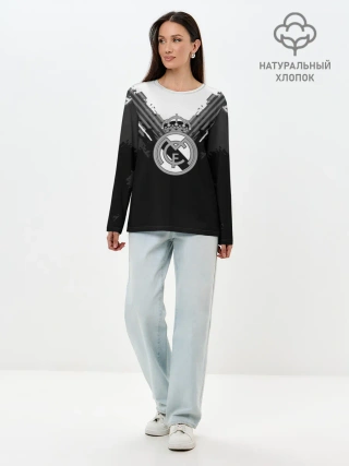 Лонгслив женский. Хлопок / Real Madrid abstract original