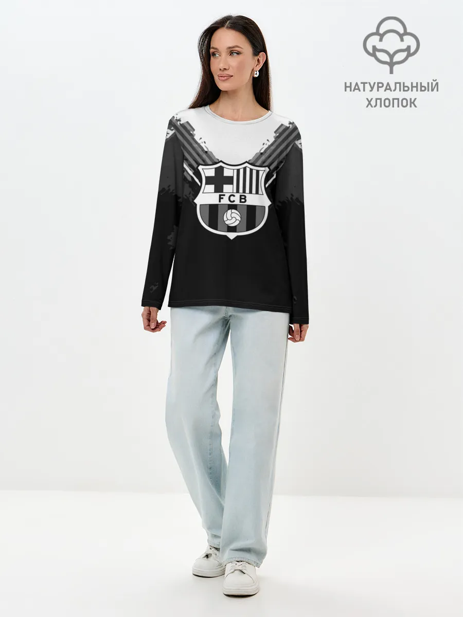 Лонгслив женский. Хлопок / Barcelona abstract original