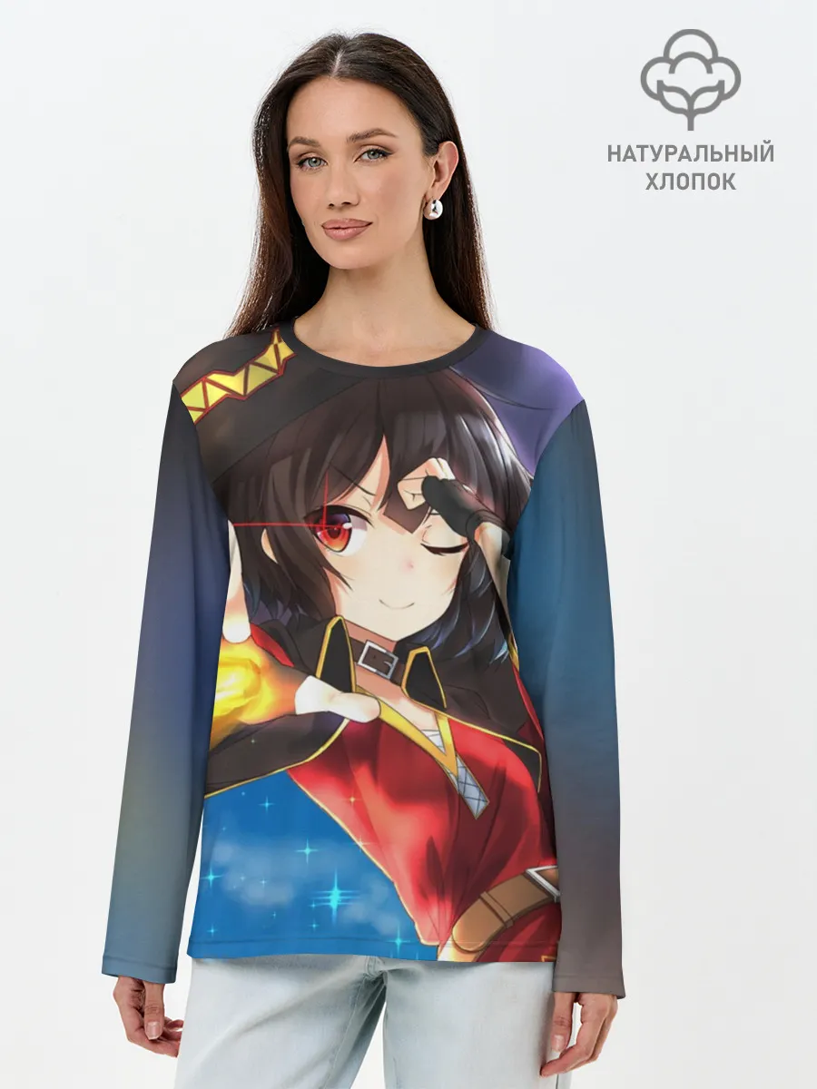 Лонгслив женский. Хлопок / Megumin луч из руки