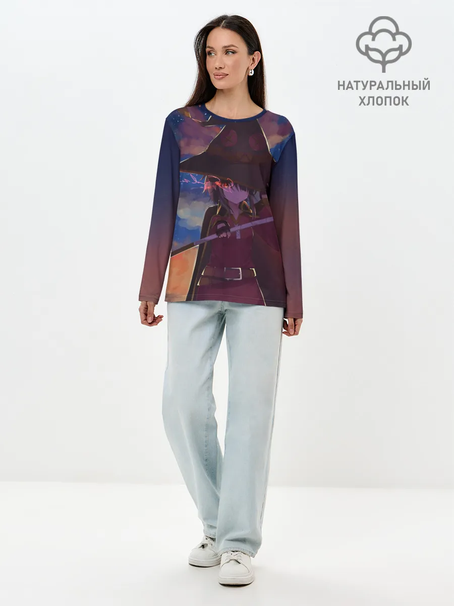 Лонгслив женский. Хлопок / Konosuba с посохом