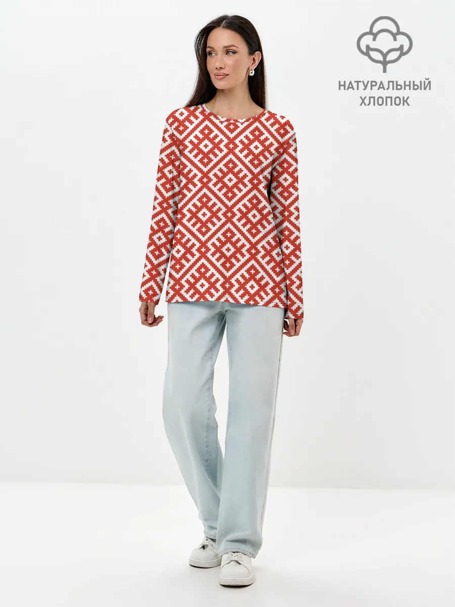 Лонгслив женский. Хлопок / Обережная Вышивка