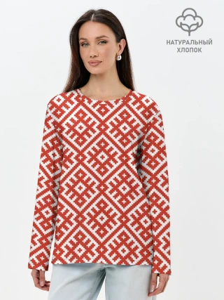 Лонгслив женский. Хлопок / Обережная Вышивка