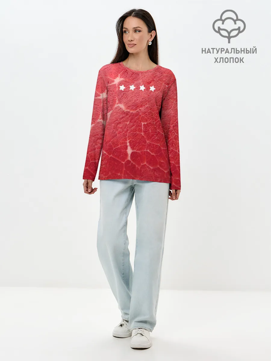 Лонгслив женский. Хлопок / Мясо 100%