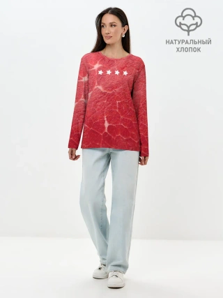 Лонгслив женский. Хлопок / Мясо 100%