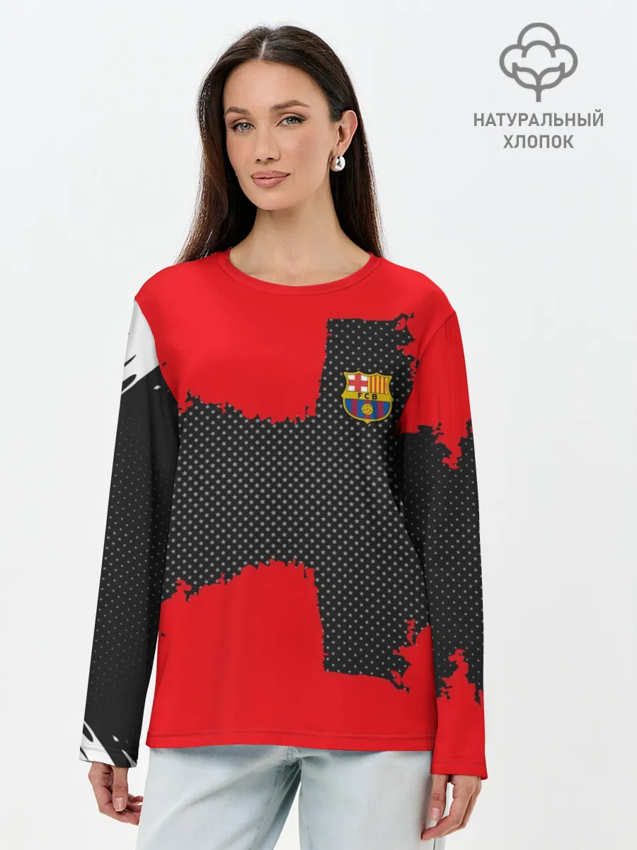Лонгслив женский. Хлопок / BARCELONA SPORT RED