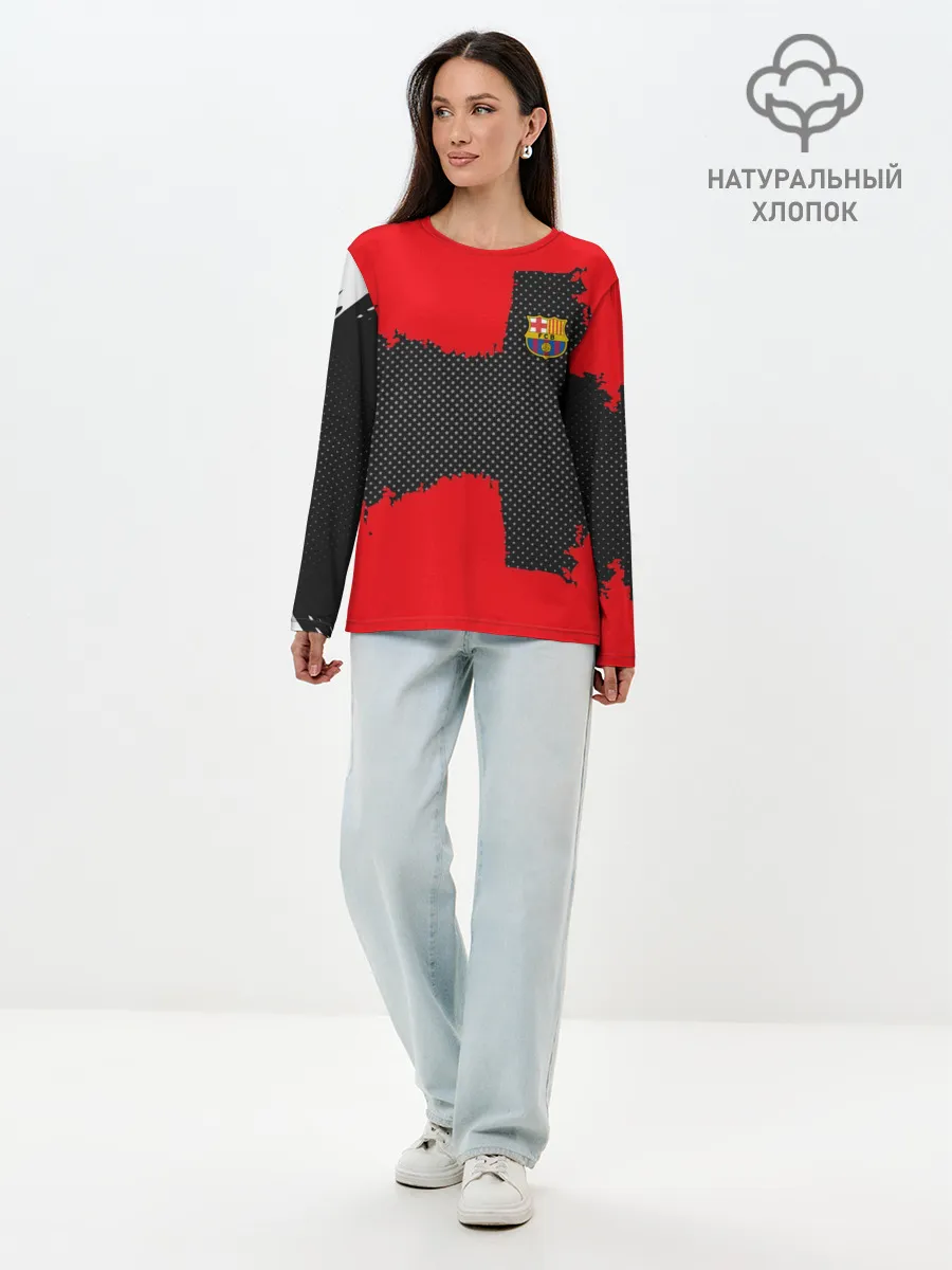 Лонгслив женский. Хлопок / BARCELONA SPORT RED