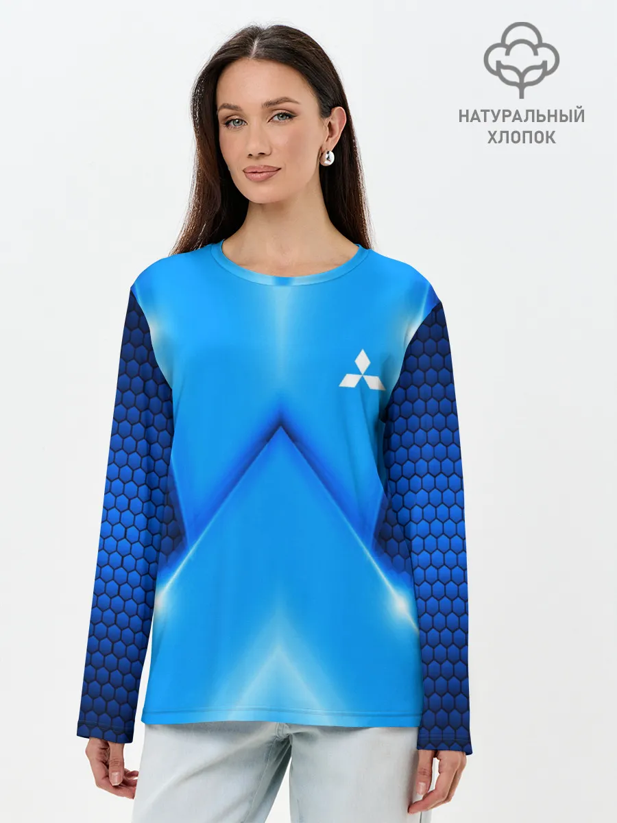 Лонгслив женский. Хлопок / Mitsubishi car sport SKY
