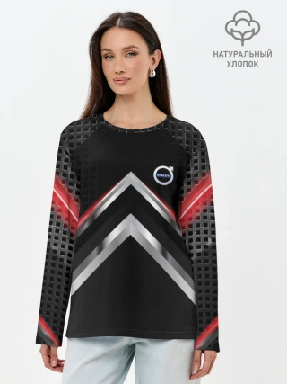 Лонгслив женский. Хлопок / Volvo abstract line