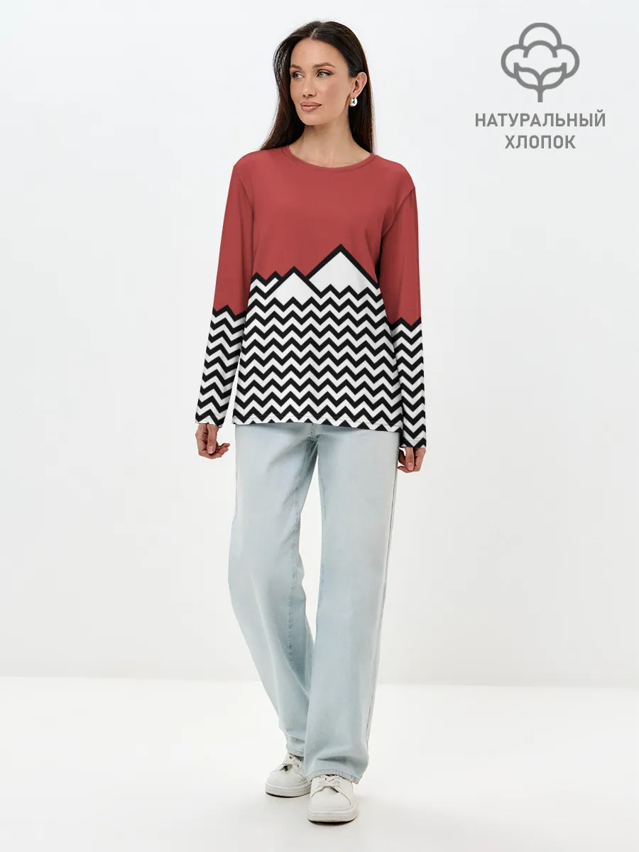 Лонгслив женский. Хлопок / Твин Пикс