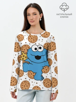 Лонгслив женский. Хлопок / Cookie monster