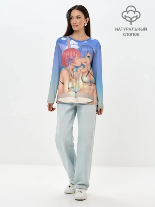 Лонгслив женский. Хлопок / Жизнь в другом мире с нуля