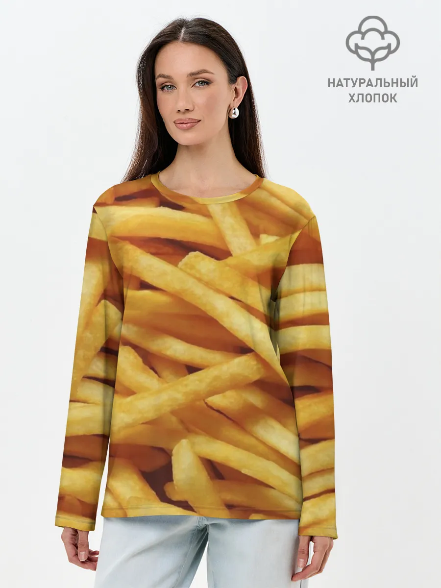 Лонгслив женский. Хлопок / Картошка фри