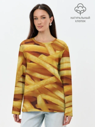 Лонгслив женский. Хлопок / Картошка фри