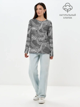 Лонгслив женский. Хлопок / Octopus dark