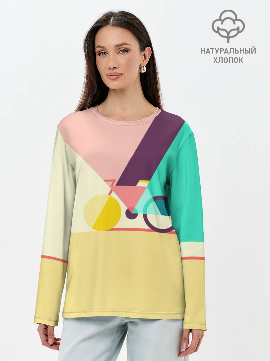 Лонгслив женский. Хлопок / Велосипед