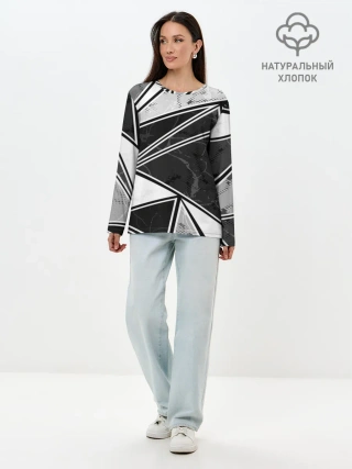 Лонгслив женский. Хлопок / Спортивная геометрия