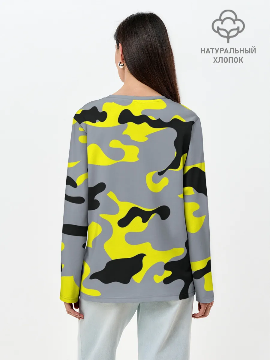 Лонгслив женский. Хлопок / Yellow camouflage