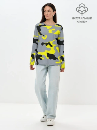Лонгслив женский. Хлопок / Yellow camouflage