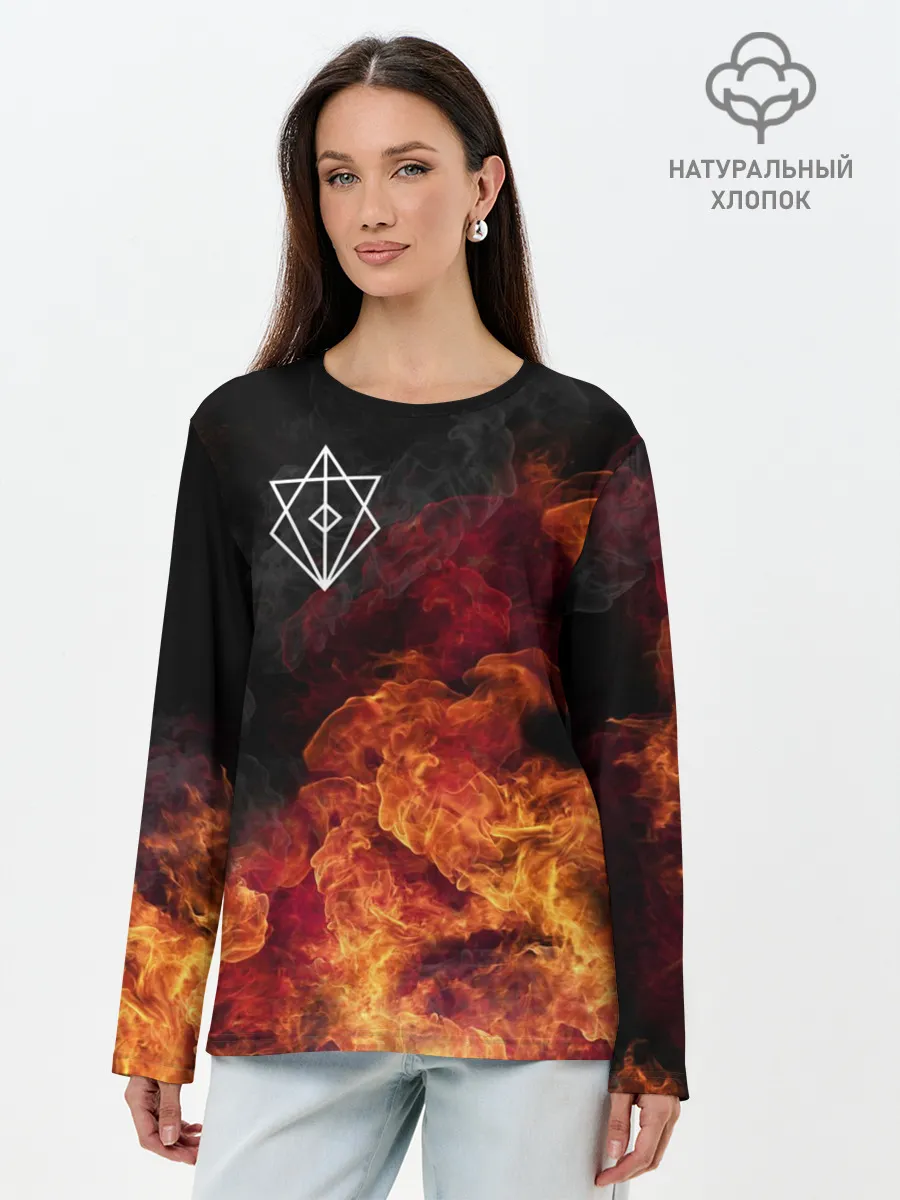 Лонгслив женский. Хлопок / В огне