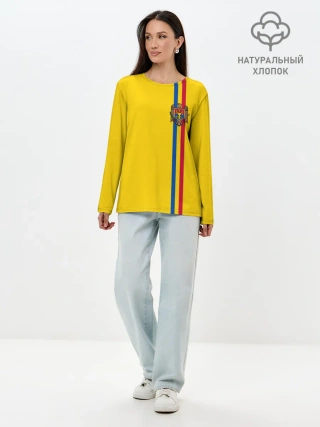 Лонгслив женский. Хлопок / Молдавия, лента с гербом