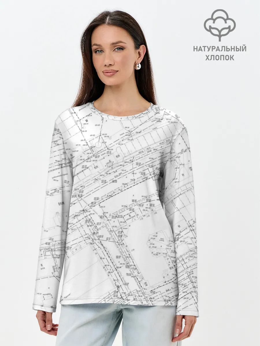Лонгслив женский. Хлопок / Топография_01