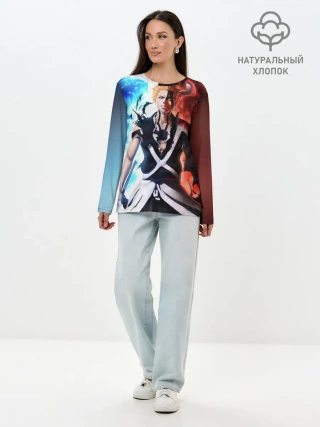Лонгслив женский. Хлопок / Блич лед и пламень