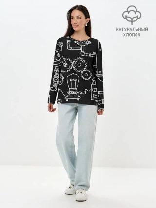 Лонгслив женский. Хлопок / Стиль стимпанк
