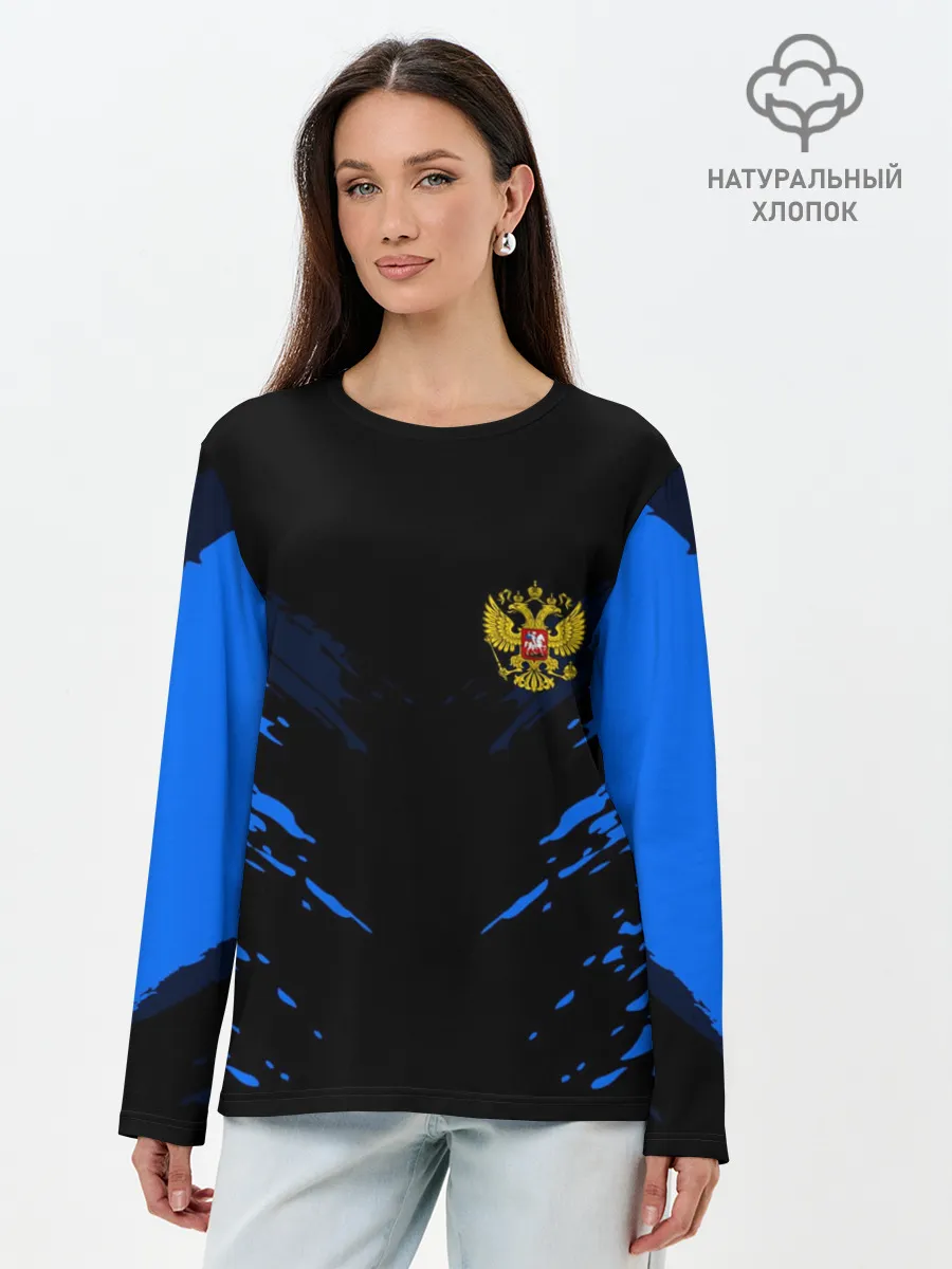 Лонгслив женский. Хлопок / Russia-sport collection BLUE