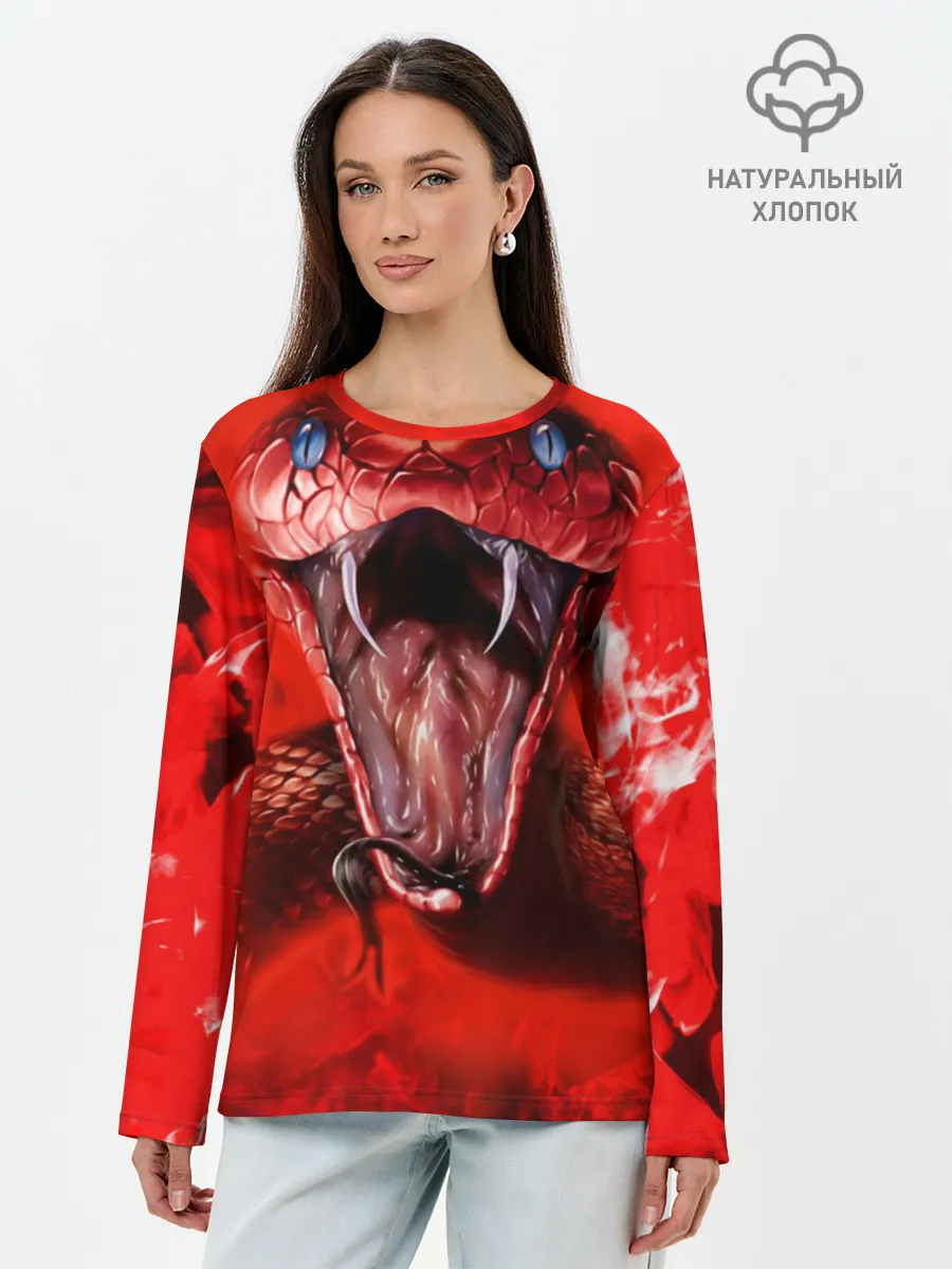 Лонгслив женский. Хлопок / Red Snake