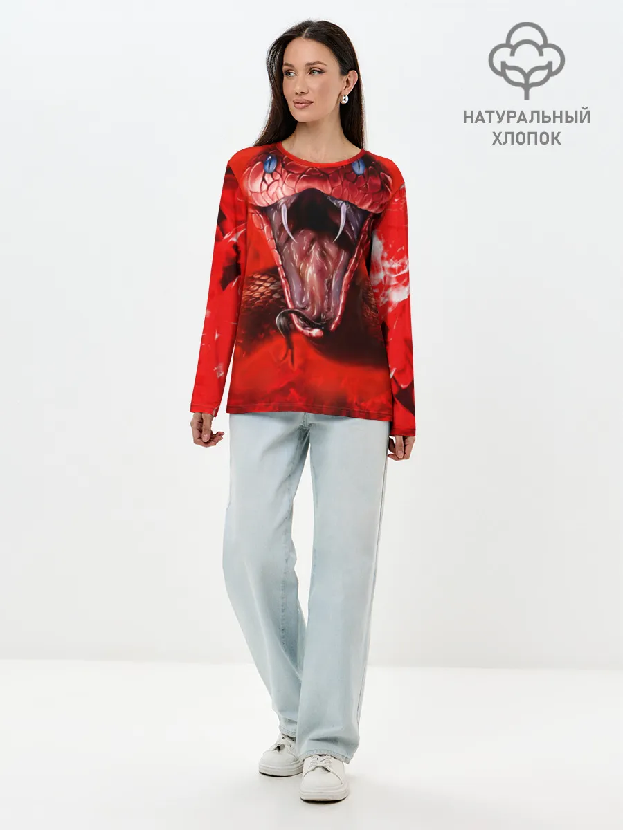 Лонгслив женский. Хлопок / Red Snake