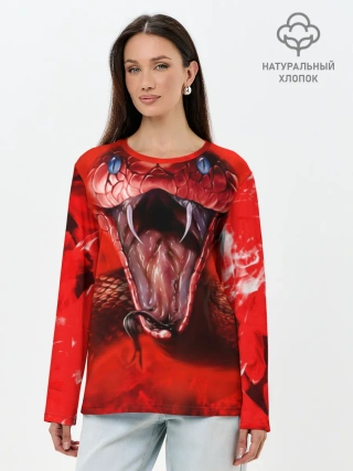 Лонгслив женский. Хлопок / Red Snake