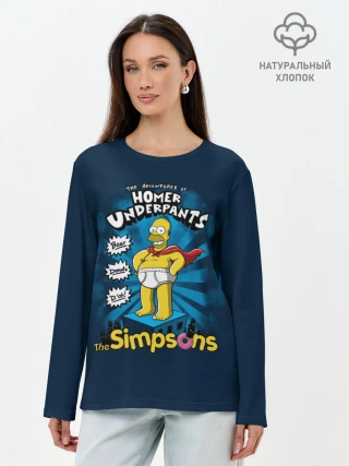 Лонгслив женский. Хлопок / Гомер Супергерой