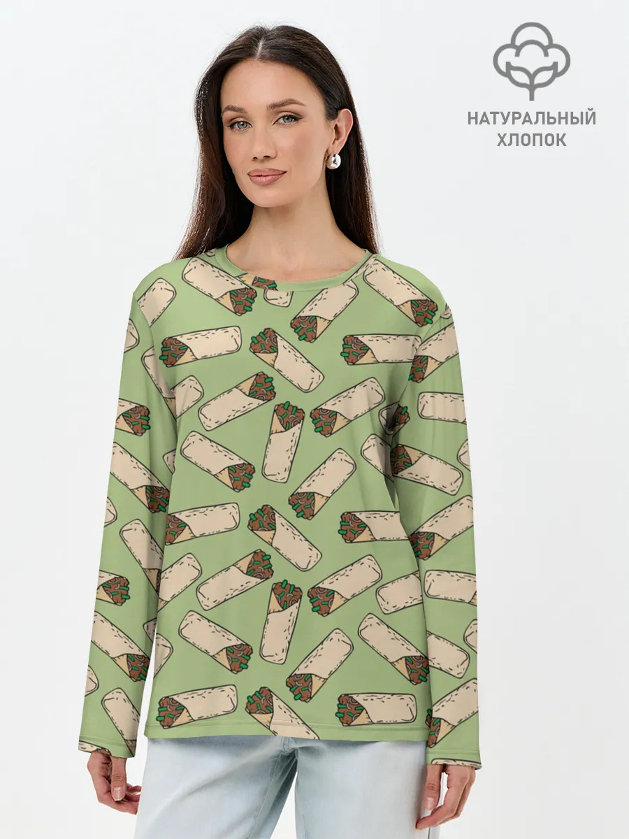 Лонгслив женский. Хлопок / Шаверма