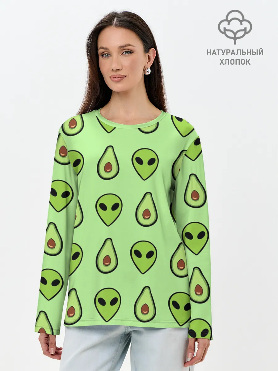 Лонгслив женский. Хлопок / Green