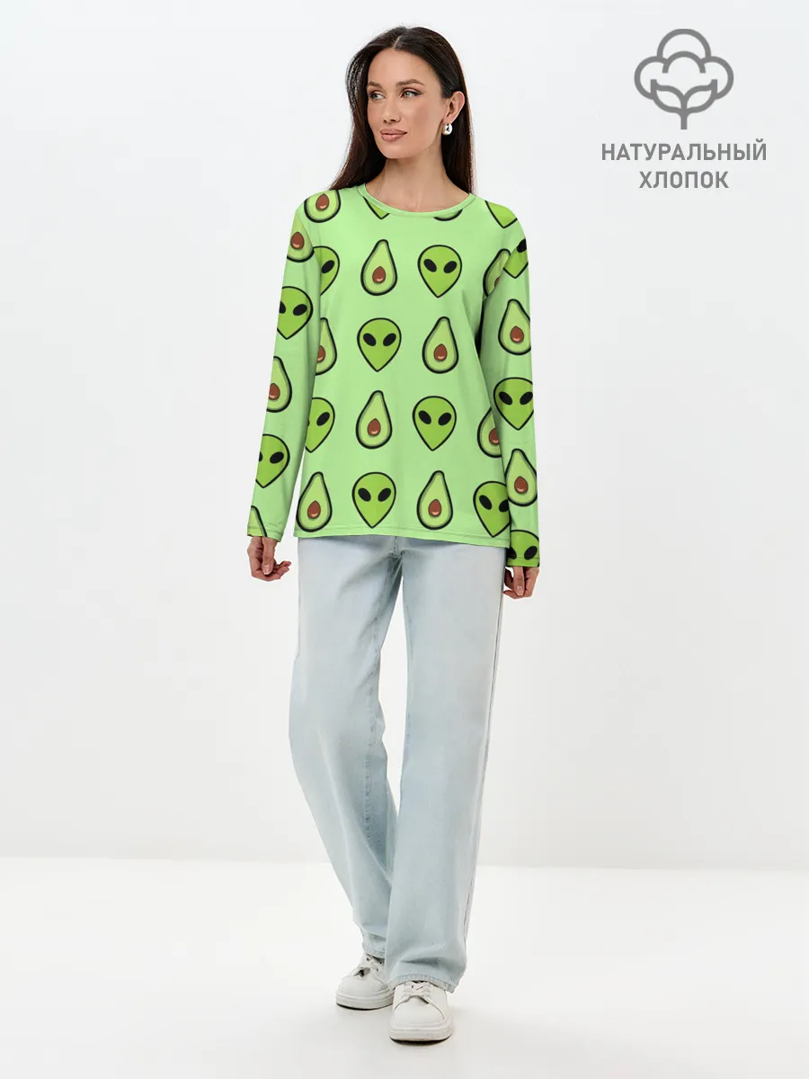 Лонгслив женский. Хлопок / Green