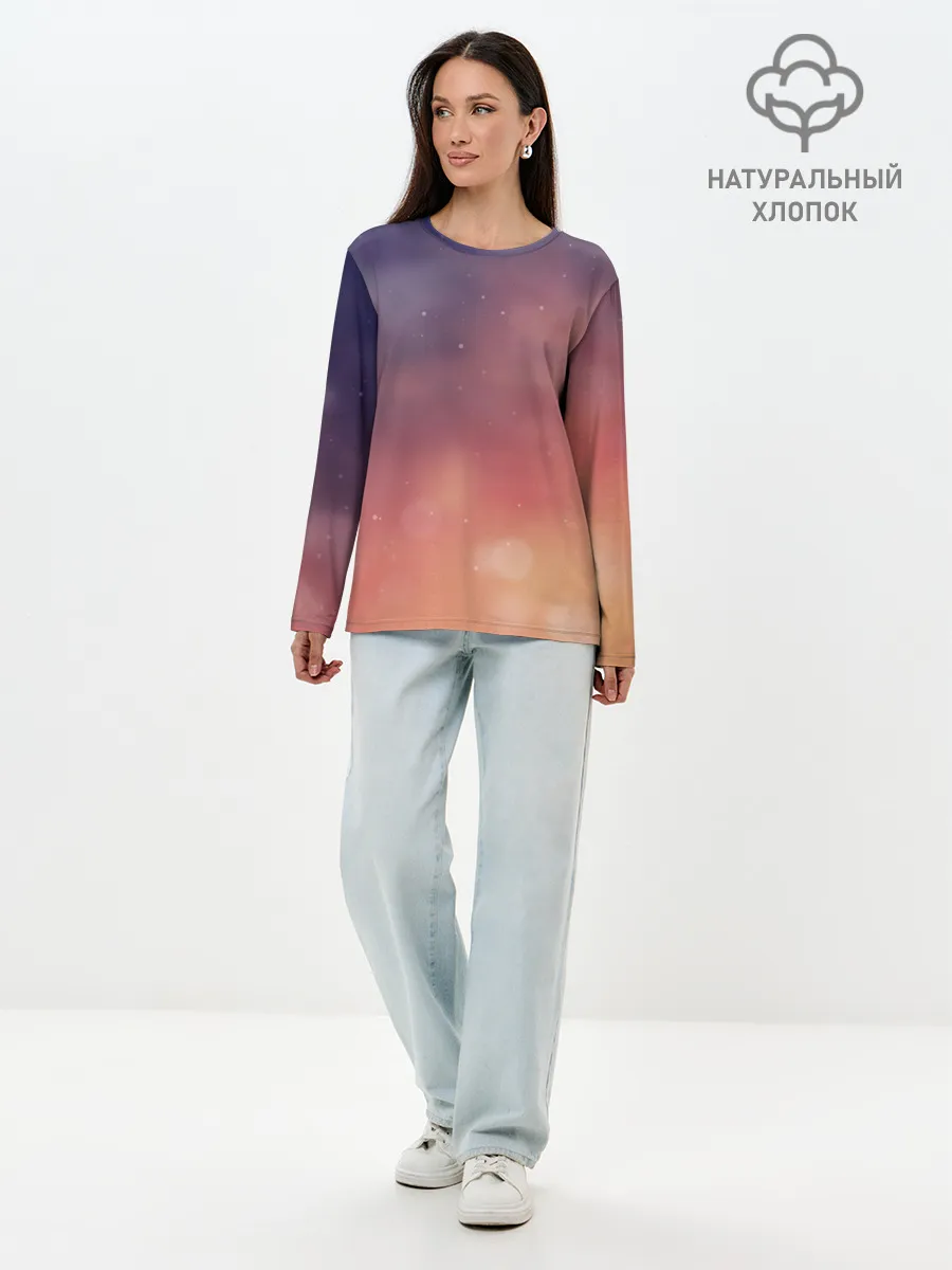Лонгслив женский. Хлопок / Абстракция Градиент Текстура