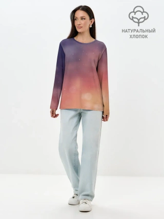Лонгслив женский. Хлопок / Абстракция Градиент Текстура