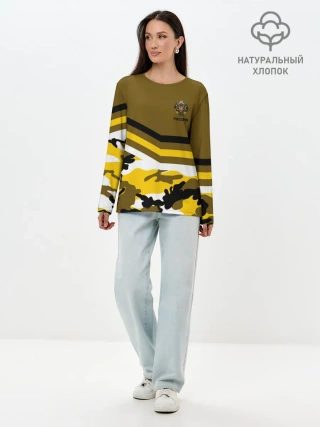 Лонгслив женский. Хлопок / Камуфляж Российская Империя