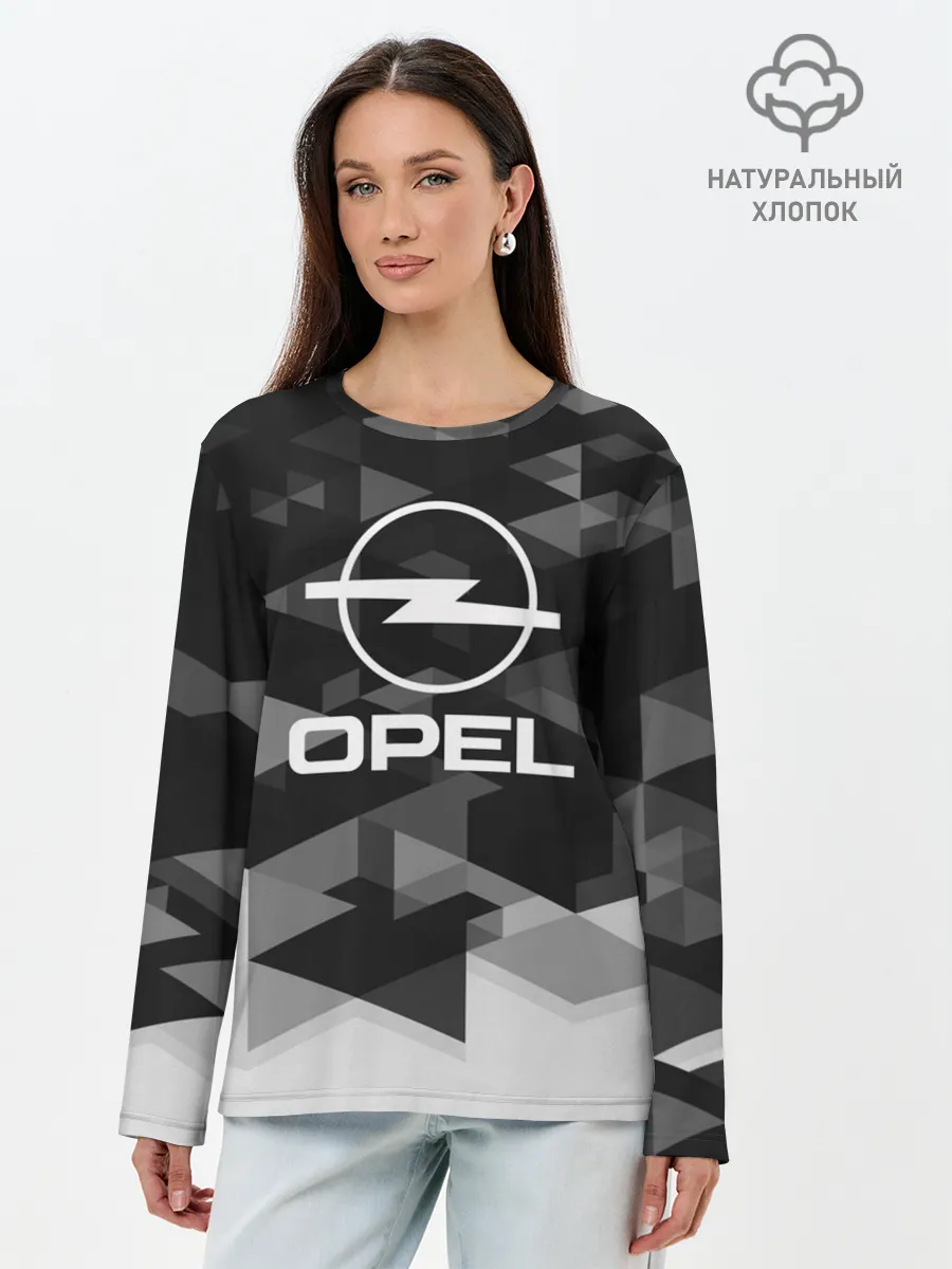 Лонгслив женский. Хлопок / Opel sport geometry