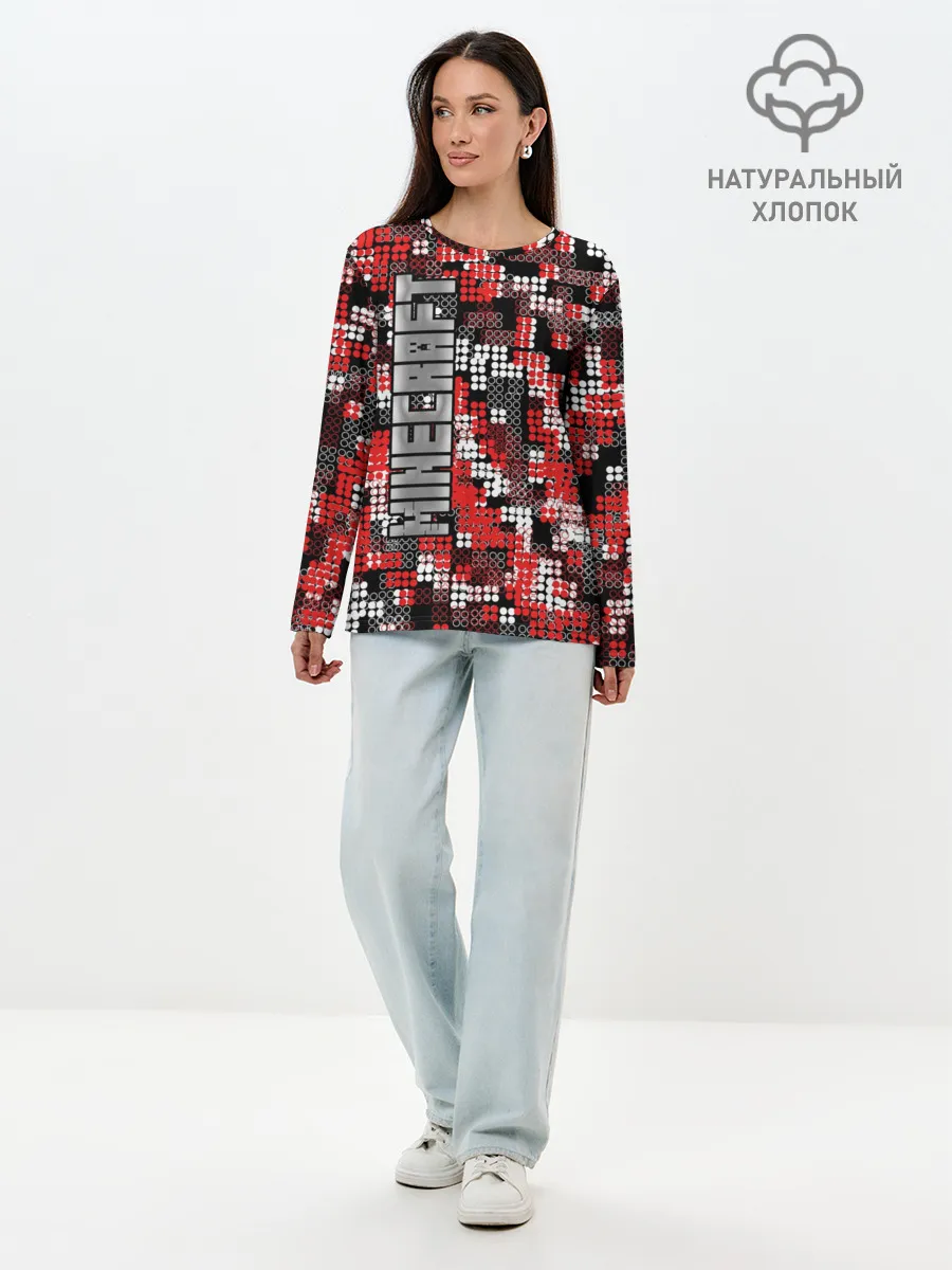 Лонгслив женский. Хлопок / Майнкрафт