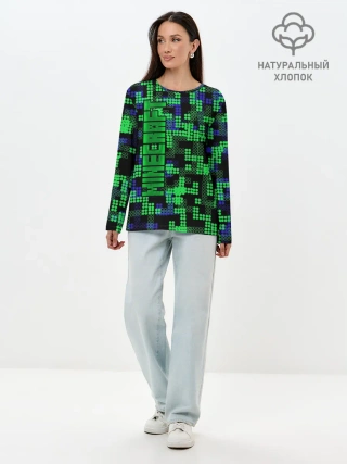 Лонгслив женский. Хлопок / Minecraft