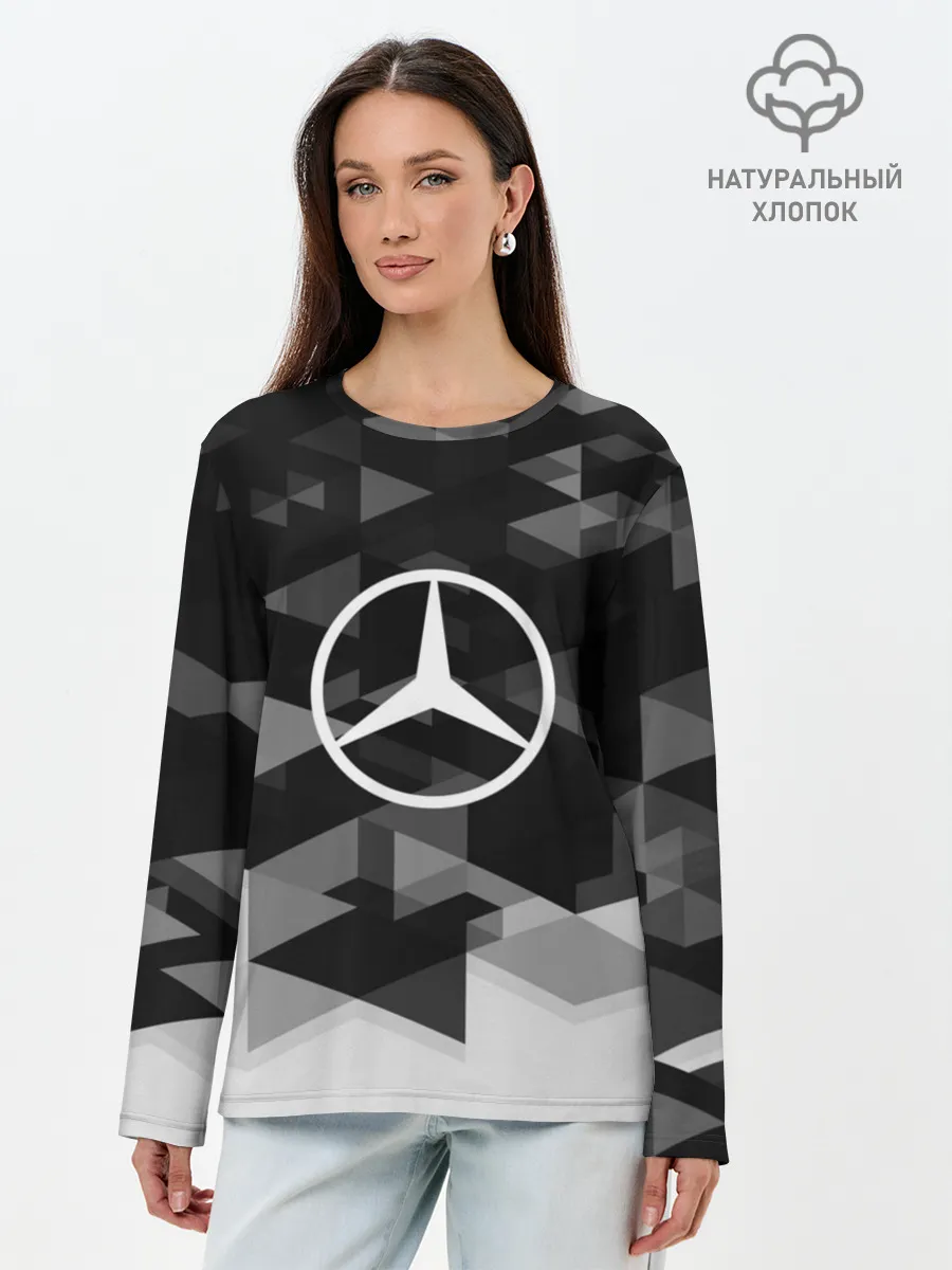 Лонгслив женский. Хлопок / Mercedes sport geometry