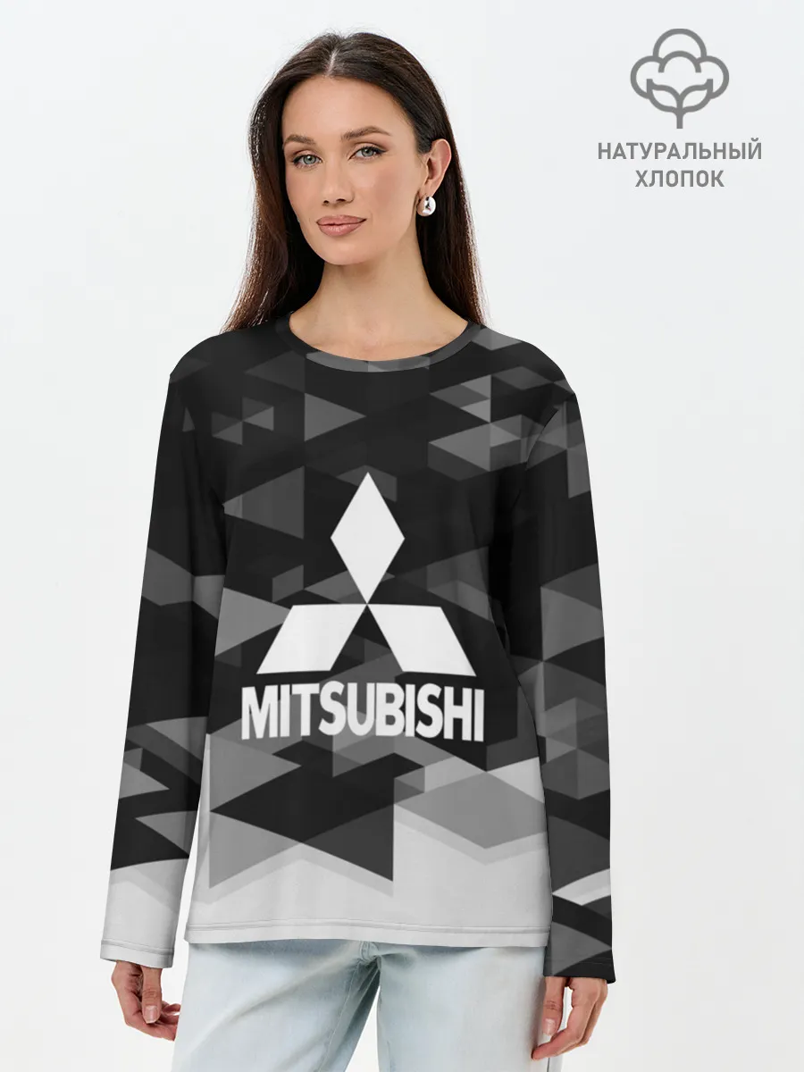 Лонгслив женский. Хлопок / Mitsubishi sport geometry