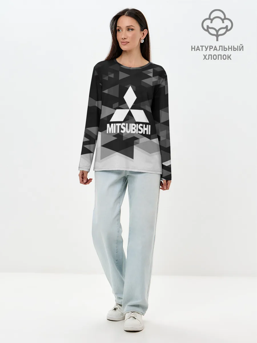 Лонгслив женский. Хлопок / Mitsubishi sport geometry
