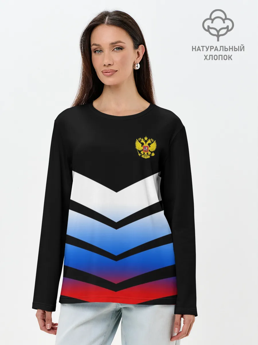 Лонгслив женский. Хлопок / RUSSIA SPORT | РОССИЯ СПОРТ