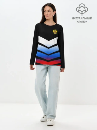 Лонгслив женский. Хлопок / RUSSIA SPORT | РОССИЯ СПОРТ