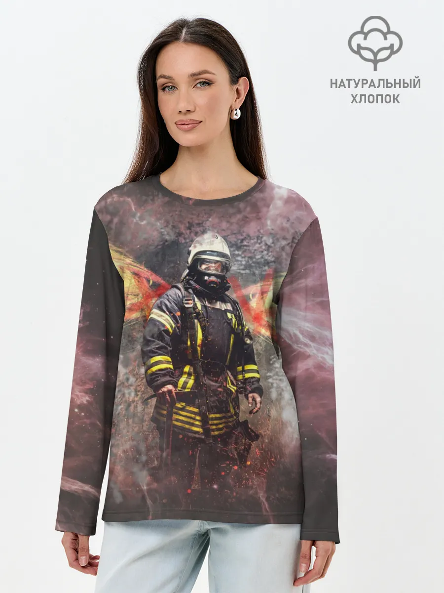 Лонгслив женский. Хлопок / Пожарный