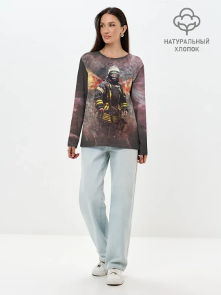 Лонгслив женский. Хлопок / Пожарный