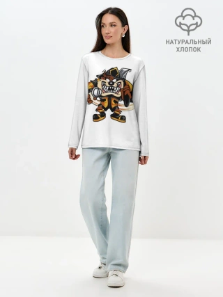 Лонгслив женский. Хлопок / Пожарный демон