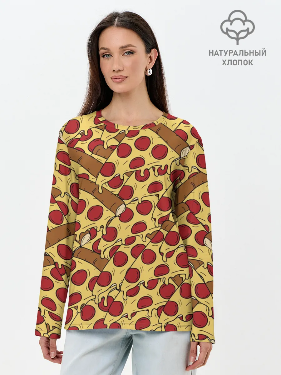 Лонгслив женский. Хлопок / Pizza